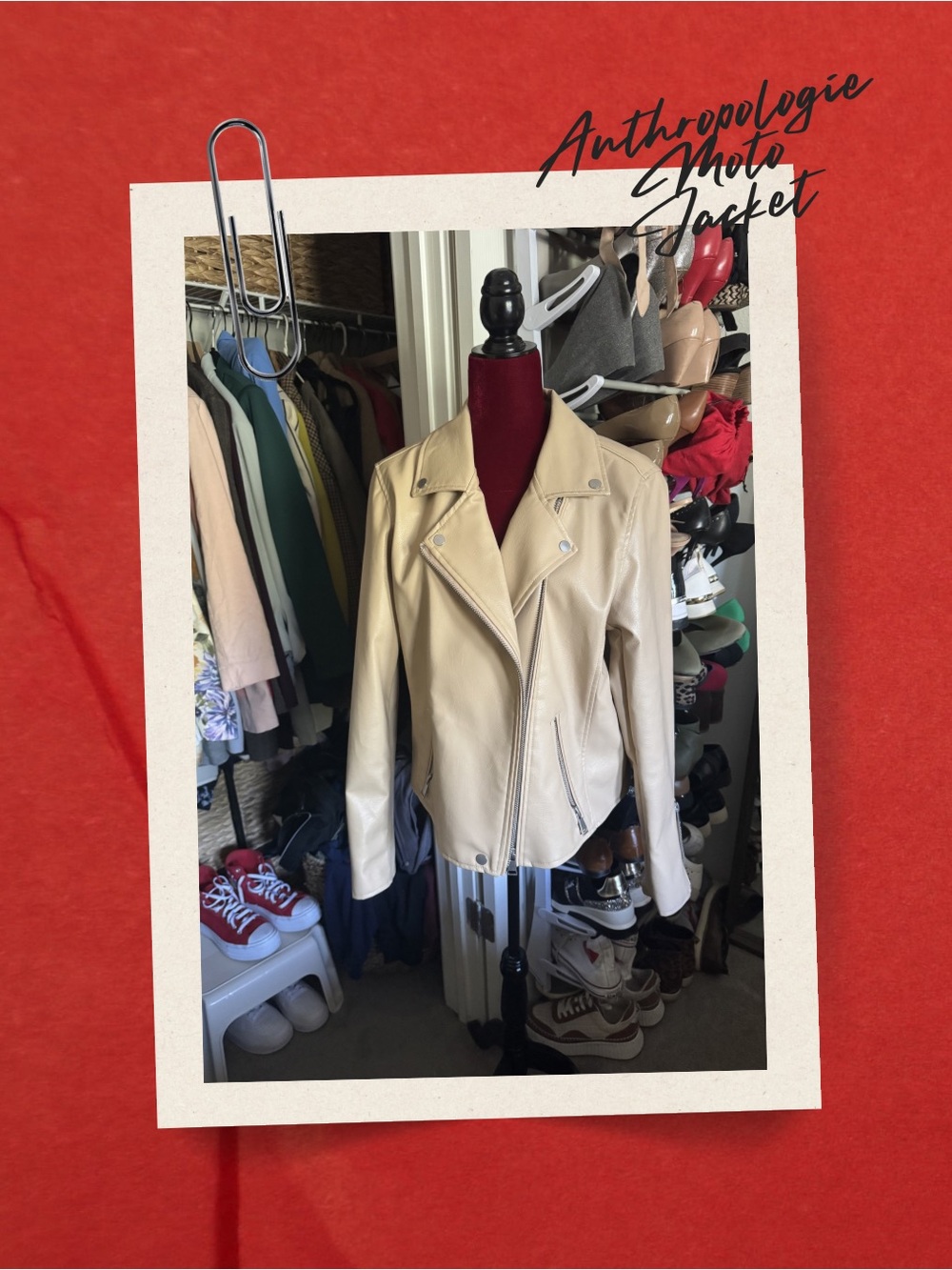 Anthropologie Beige Leather Moto Jacket